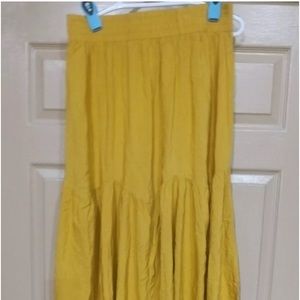 NWOT Mustard Yellow Long Pull-on maxi Skirt Size 2XL stretch waist